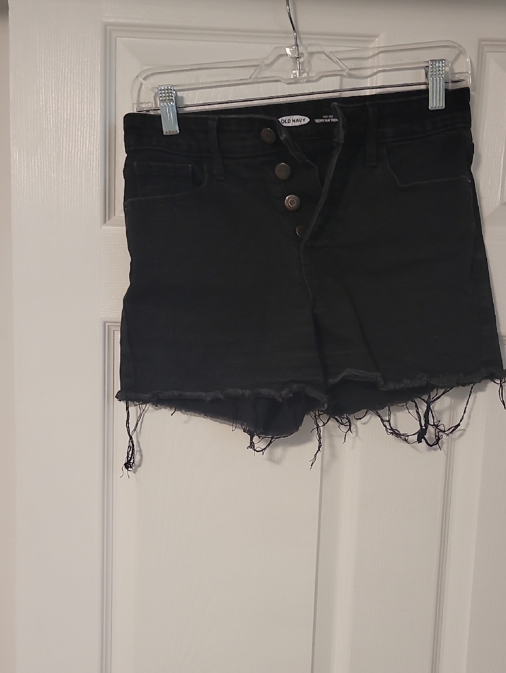5 for $25 Old Navy Black Distressed Button-Front Jean Shorts